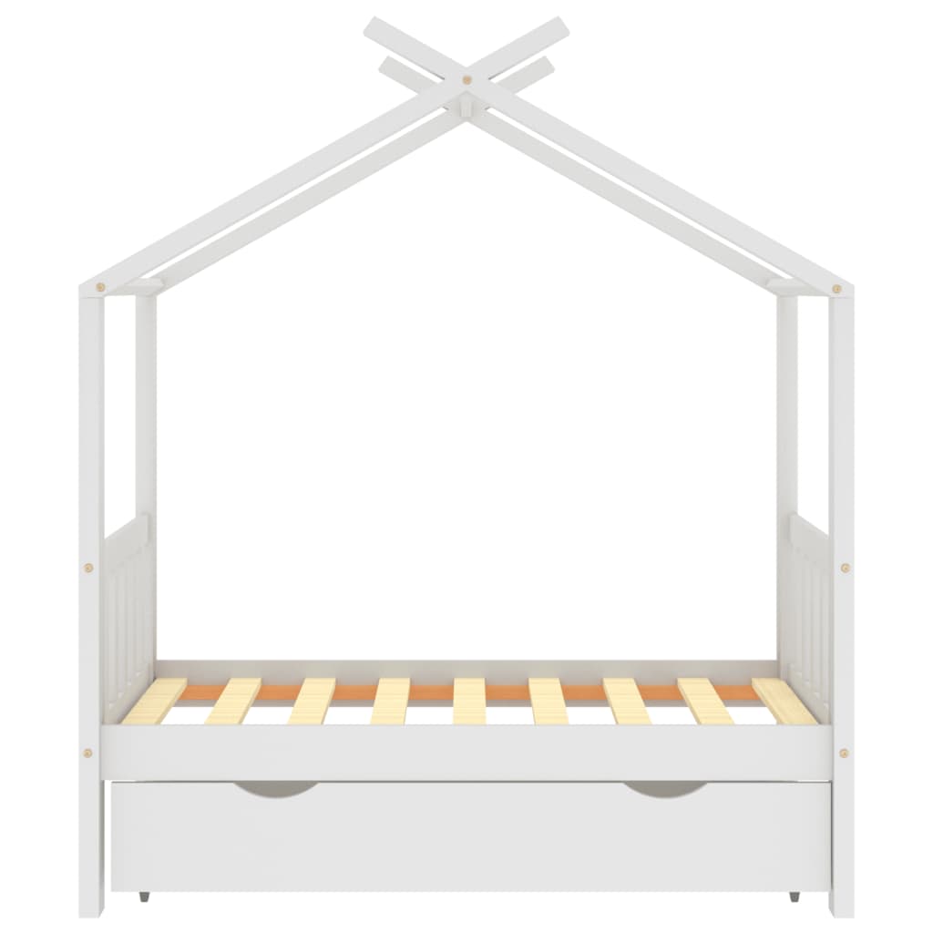 vidaXL Rama łóżka dziecięcego z szufladą, biała, sosnowa, 70x140 cm