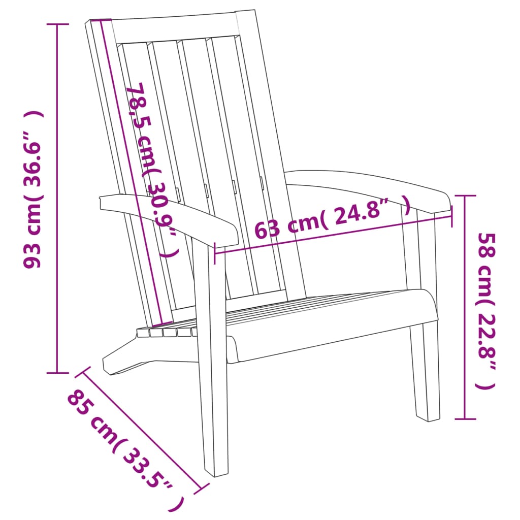 vidaXL Krzesło ogrodowe Adirondack, jasnobrązowe, polipropylen