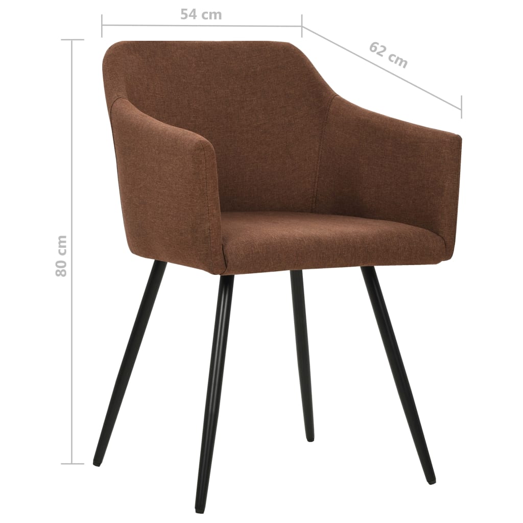 vidaXL Krzesła stołowe, 6 szt., brązowe, tapicerowane tkaniną