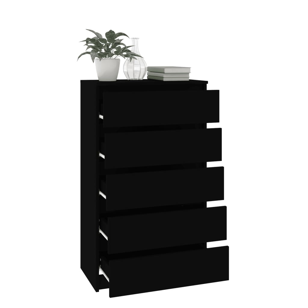 vidaXL Komoda, czarna, 60x36x103 cm, materiał drewnopochodny