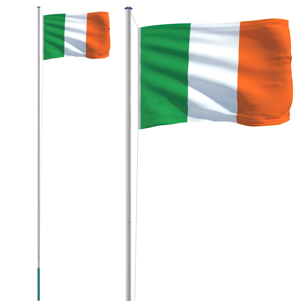 vidaXL Flaga Irlandii z masztem, 6,23 m, aluminium