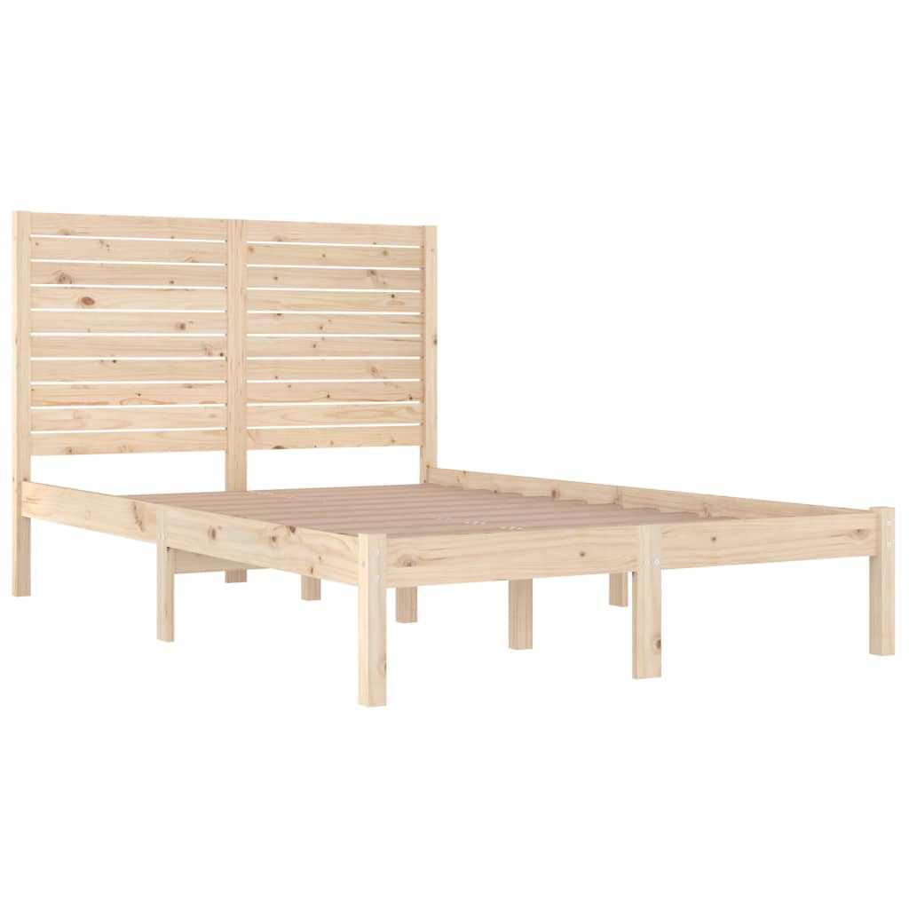 vidaXL Rama łóżka, lite drewno, 140x190 cm