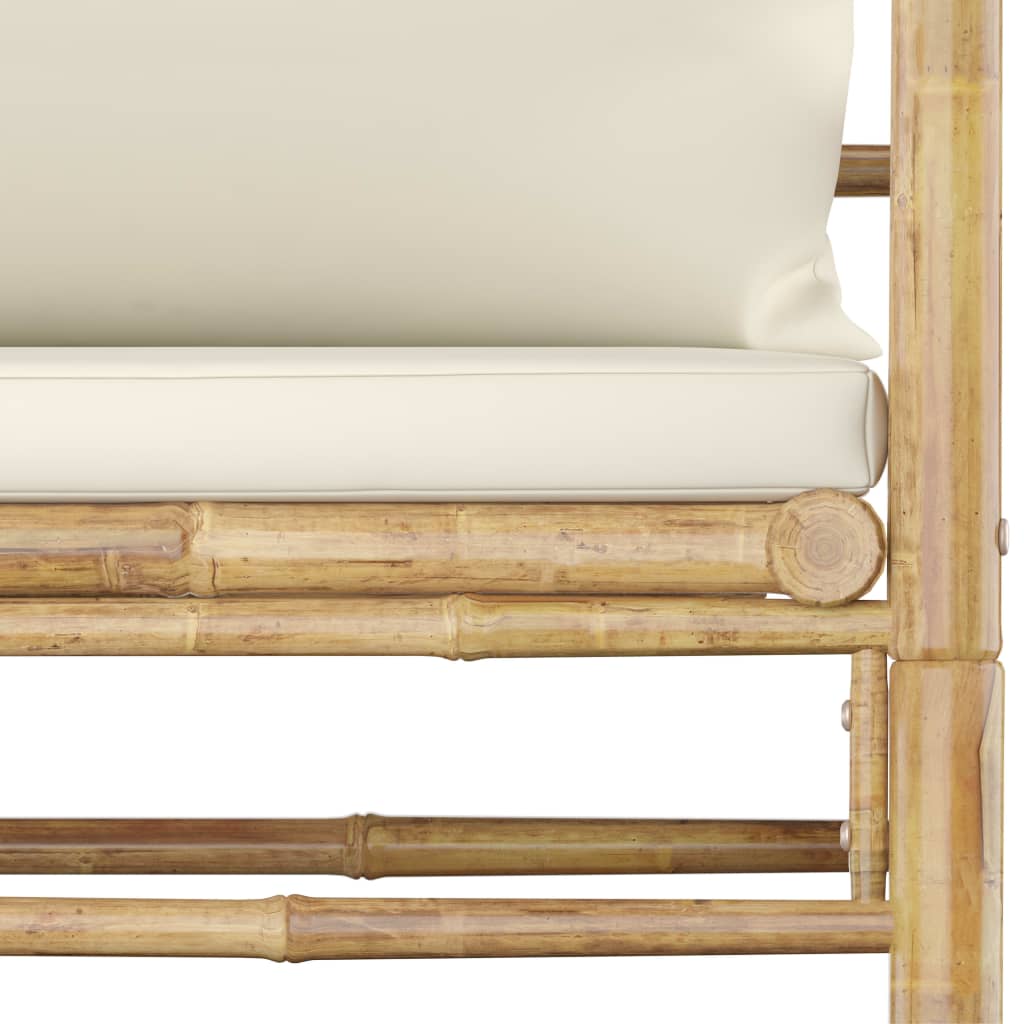 vidaXL 8-cz. zestaw mebli do ogrodu, kremowe poduszki, bambus