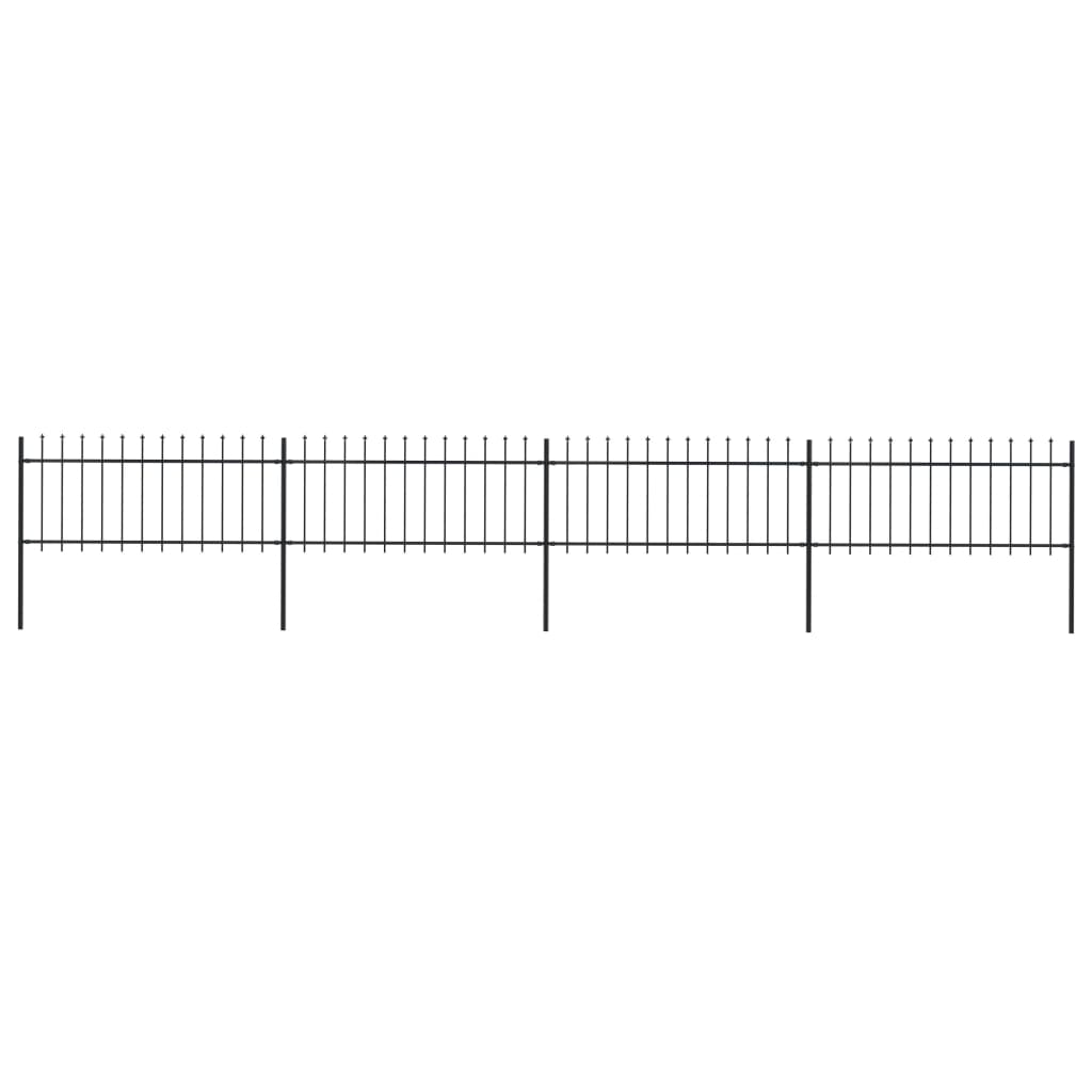 vidaXL Ogrodzenie z prętów z grotami, stalowe, 6,8 x 0,8 m, czarne