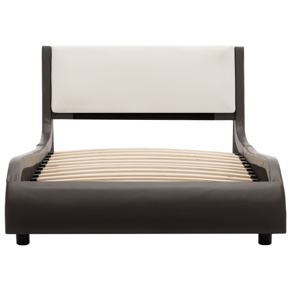 vidaXL Rama łóżka, szaro-biała, sztuczna skóra, 90 x 200 cm
