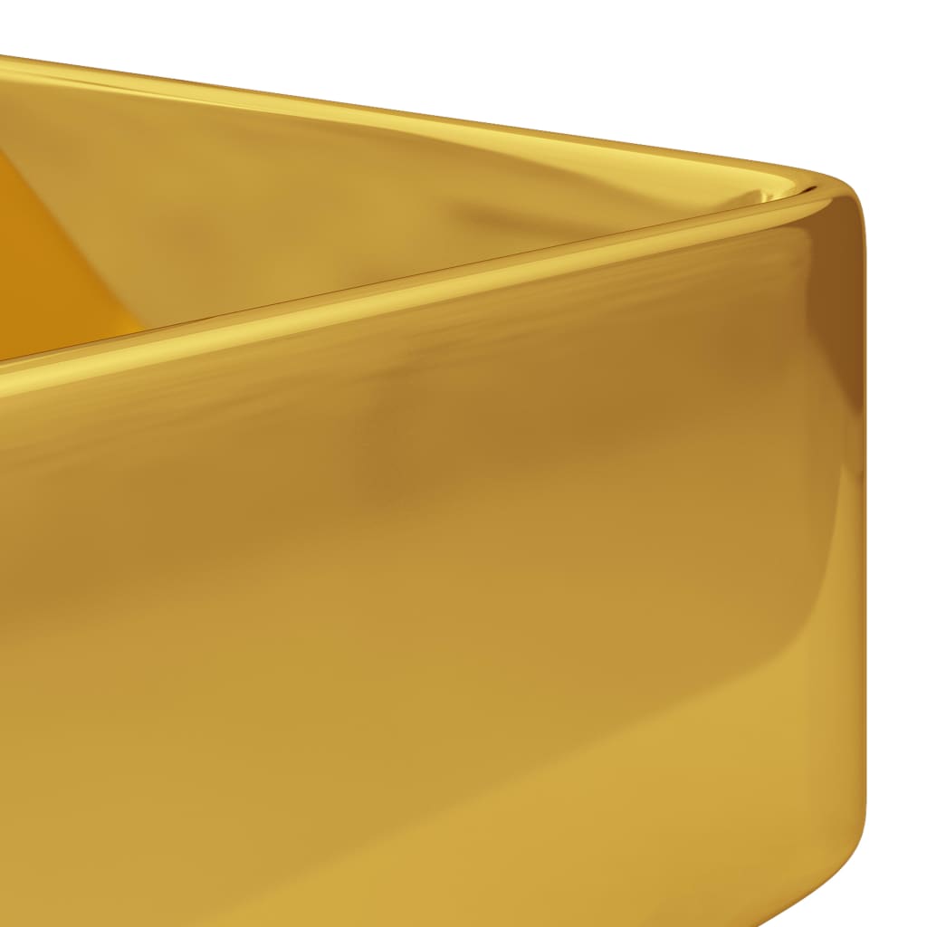vidaXL Umywalka z otworem na baterię, 48x37x13,5 cm, ceramiczna, złota