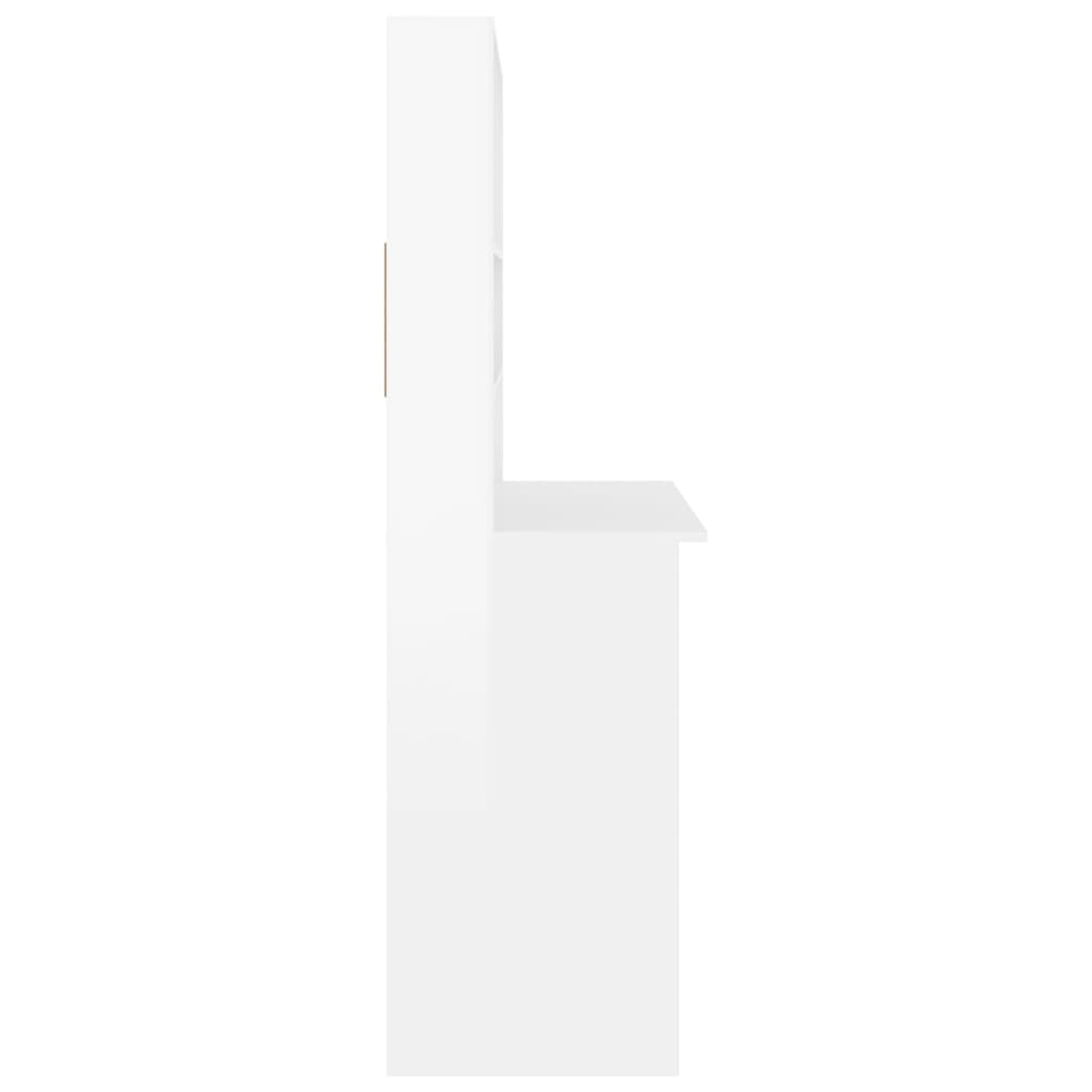 vidaXL Biurko z półkami, białe z połyskiem, 102x45x148 cm