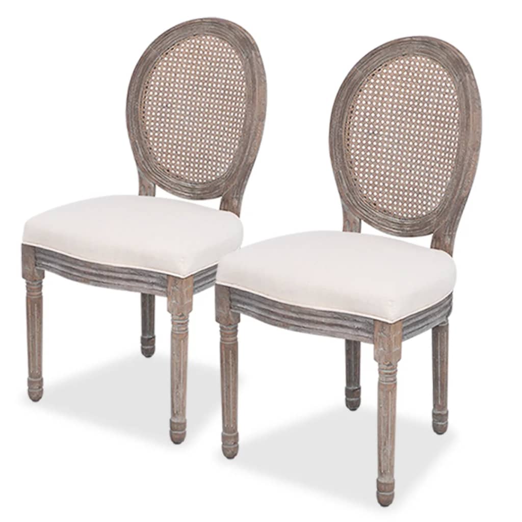 vidaXL Krzesła stołowe, 2 szt., kremowe, obite tkaniną