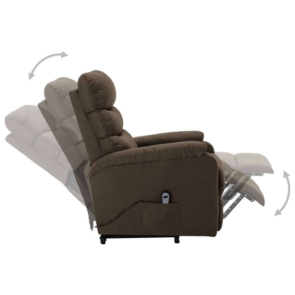 vidaXL Fotel ułatwiający wstawanie, brązowy, obity tkaniną