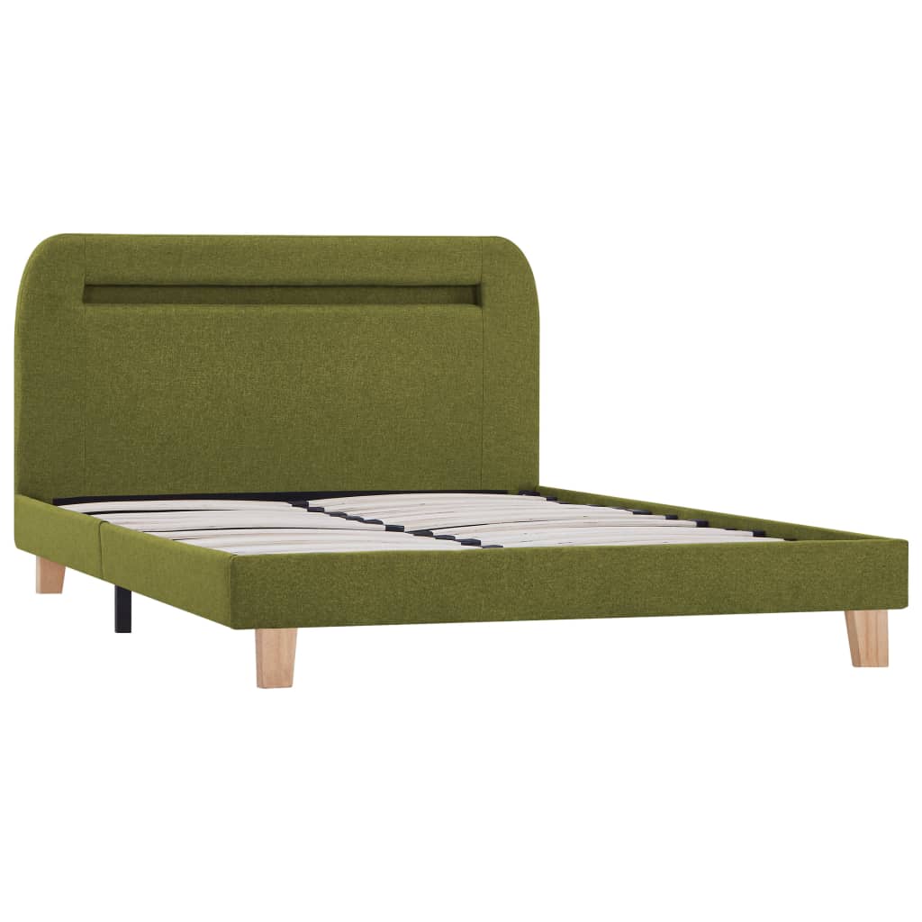 vidaXL Rama łóżka z LED, zielona, tapicerowana tkaniną, 120 x 200 cm