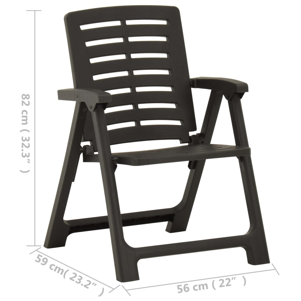 vidaXL Krzesła ogrodowe, 2 szt., plastikowe, antracytowe