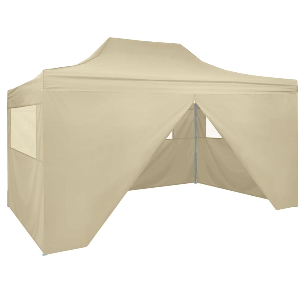 vidaXL Rozkładany namiot z 4 ścianami bocznymi 3x4,5 m, kremowy