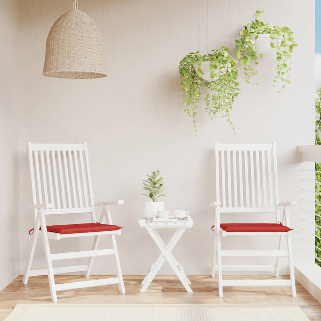 vidaXL Poduszki na krzesła ogrodowe, 2 szt., czerwone, 50x50x3 cm