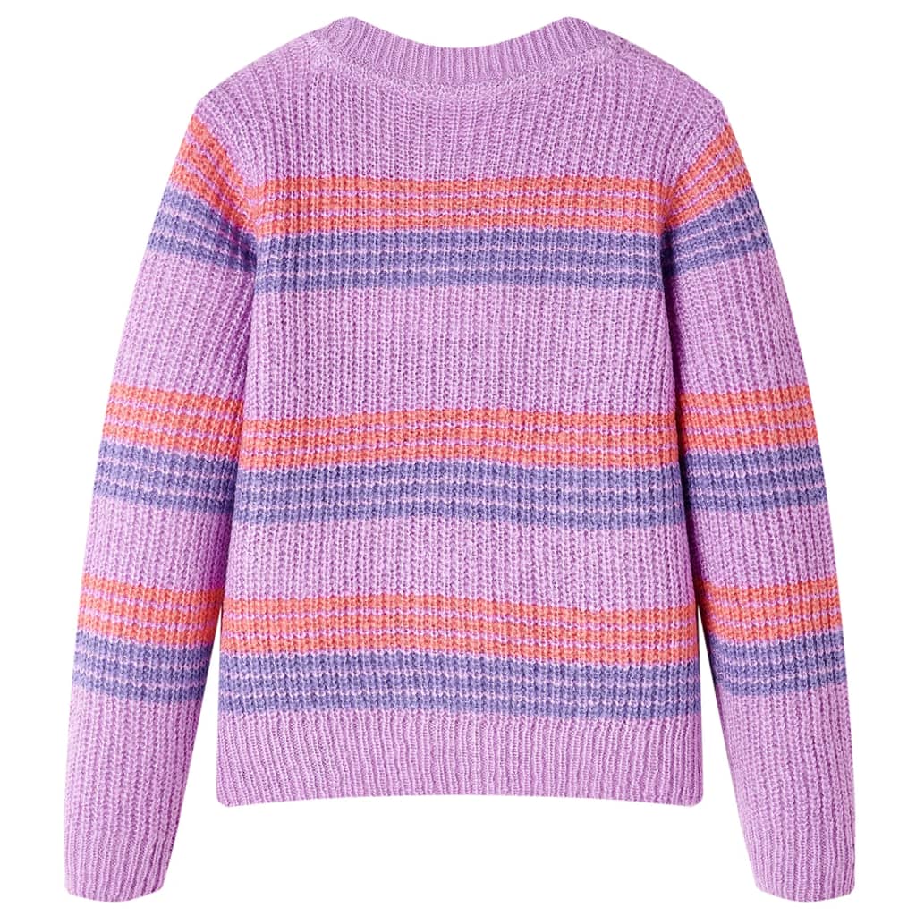 Sweter dziecięcy z dzianiny, w paski, liliowo-różowy, 92