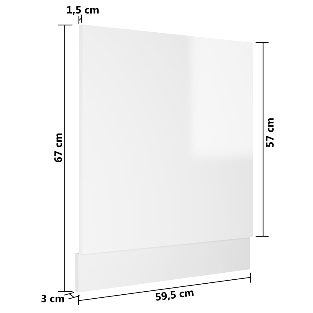 vidaXL Panel do zabudowy zmywarki, wysoki połysk, biały, 59,5x3x67 cm