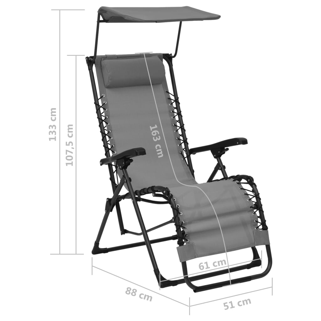 vidaXL Składane krzesła tarasowe, 2 szt., tworzywo textilene, szare