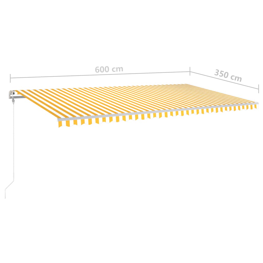 vidaXL Ręcznie zwijana markiza z LED, 6x3,5 m, żółto-biała