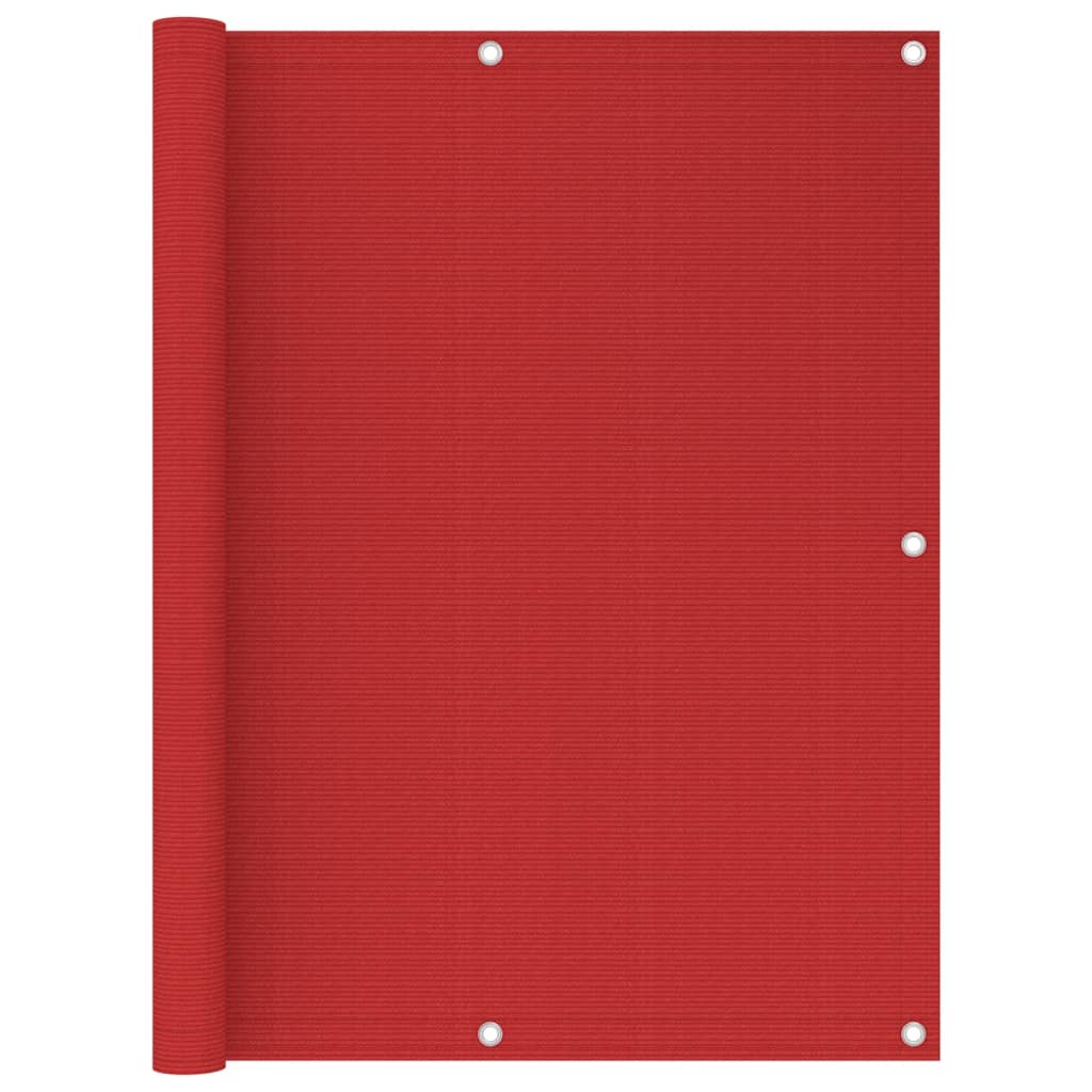 vidaXL Parawan balkonowy, czerwony, 120x500 cm, HDPE