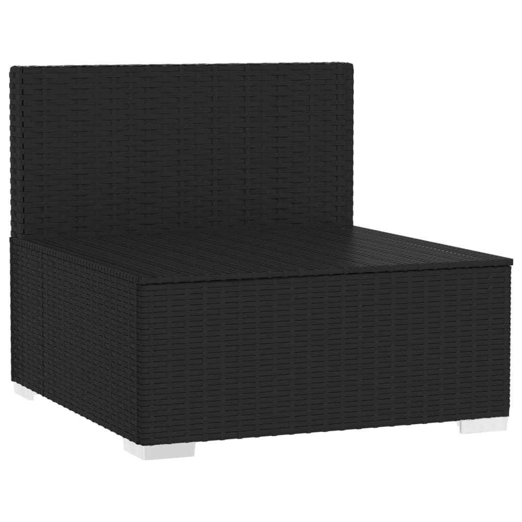 vidaXL 4-osobowa sofa z poduszkami, czarna, polirattan