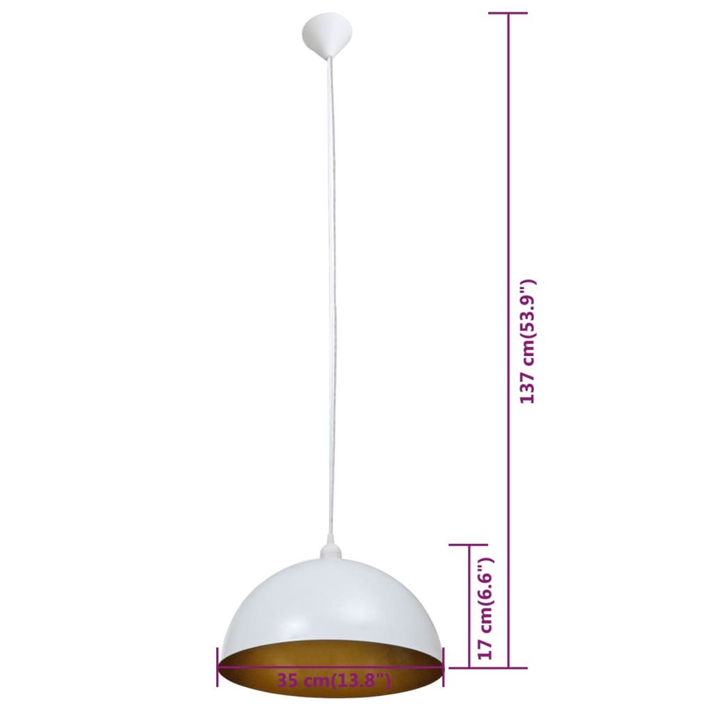 vidaXL Lampy sufitowe, 2 szt., regulowana długość, półokrągłe, białe