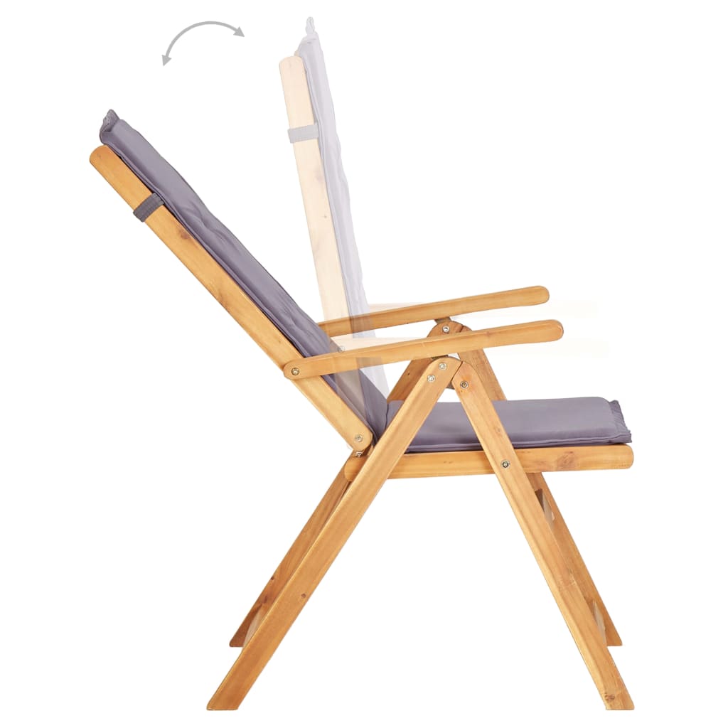 vidaXL Rozkładane krzesła ogrodowe, 2 szt., brąz, lite drewno akacjowe