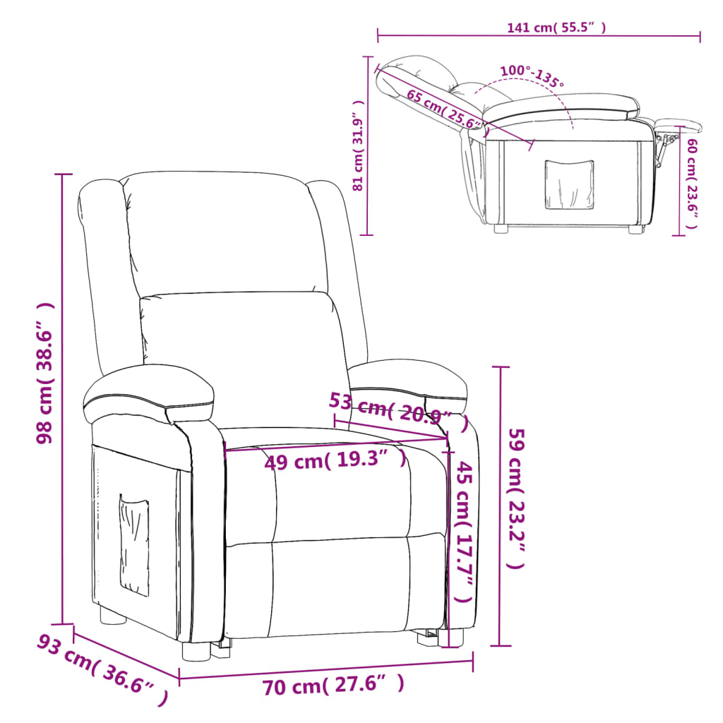 vidaXL Podnoszony fotel masujący, szary, sztuczna skóra