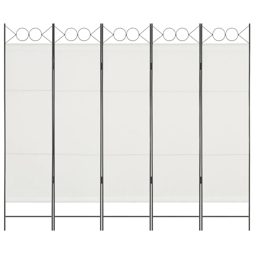 vidaXL Parawan 5-panelowy, biały, 200 x 180 cm
