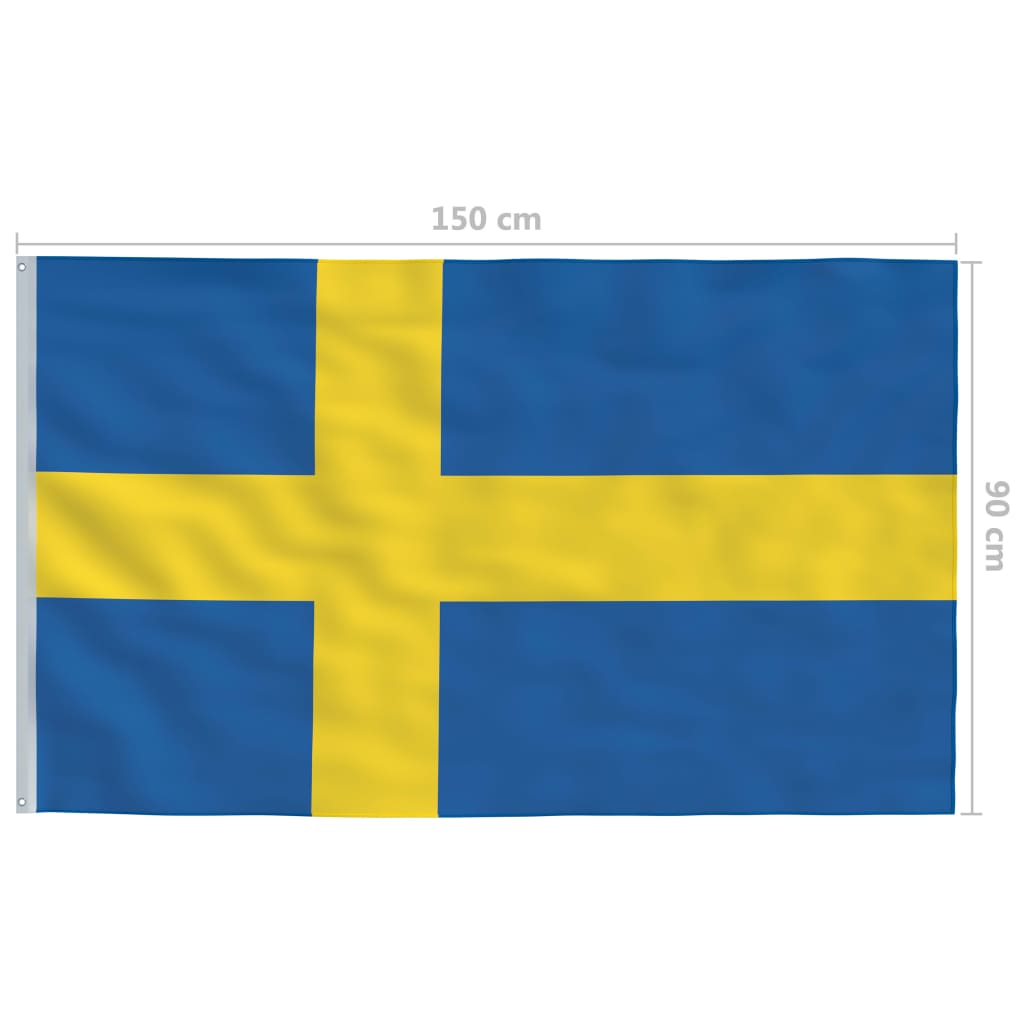 vidaXL Flaga Szwecji z aluminiowym masztem, 6 m