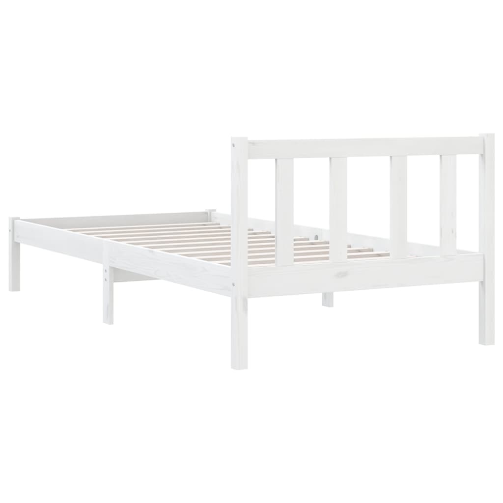 vidaXL Rama łóżka, biała, lite drewno sosnowe, 90x190 cm, pojedyncza