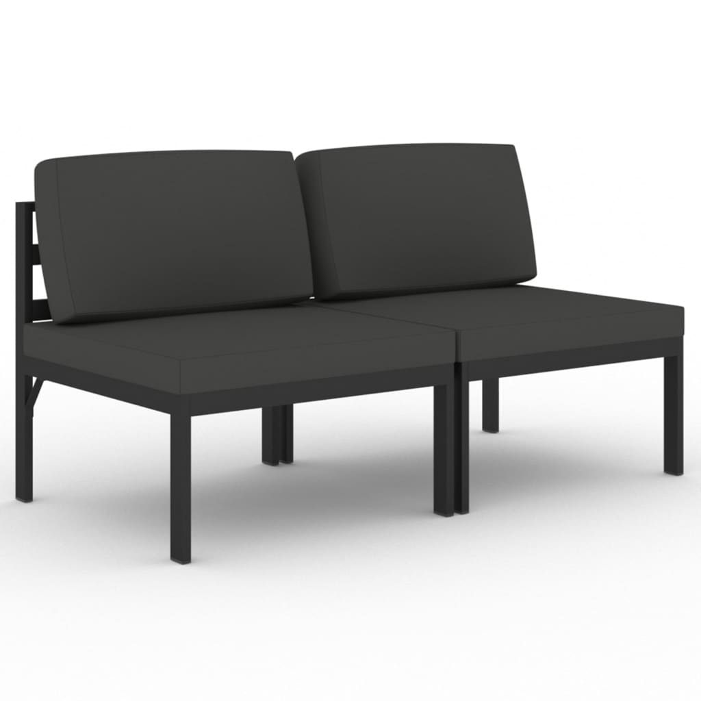 vidaXL 2-os. sofa ogrodowa z poduszkami, aluminium, antracytowa