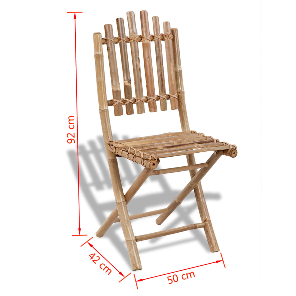 vidaXL Składane krzesła ogrodowe, 2 szt., bambusowe