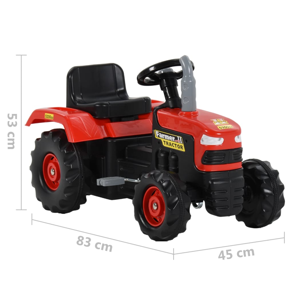 vidaXL Traktor dziecięcy z pedałami, czerwono-czarny