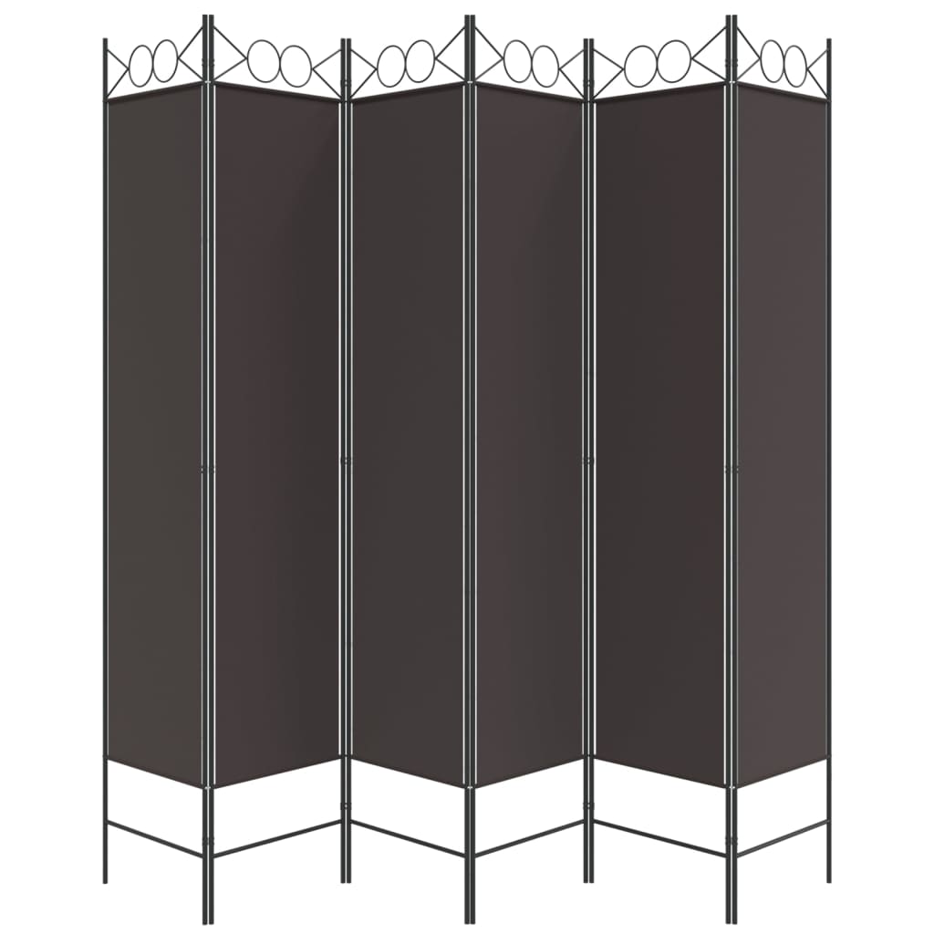 vidaXL Parawan 6-panelowy, brązowy, 240x200 cm, tkanina