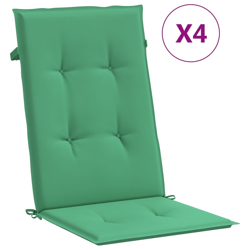 vidaXL Poduszki na krzesła ogrodowe, 4 szt., zielone, 120x50x3 cm