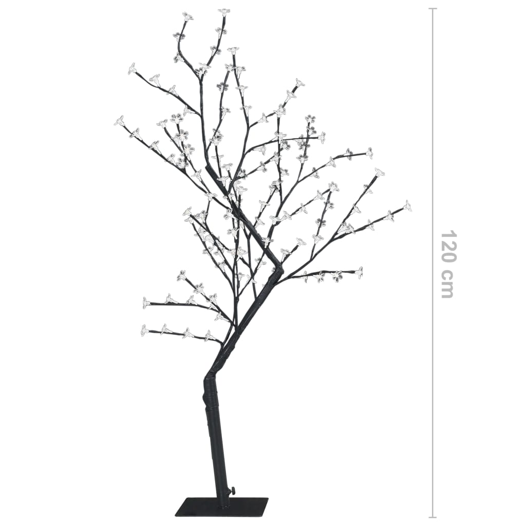 vidaXL Drzewko z lampkami, 128 LED, zimny biały, kwiat wiśni, 120 cm