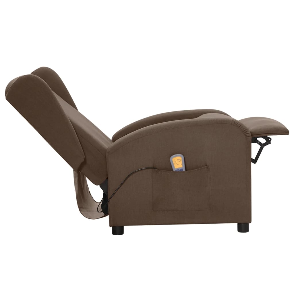 vidaXL Rozkładany fotel masujący, kolor taupe, obity tkaniną