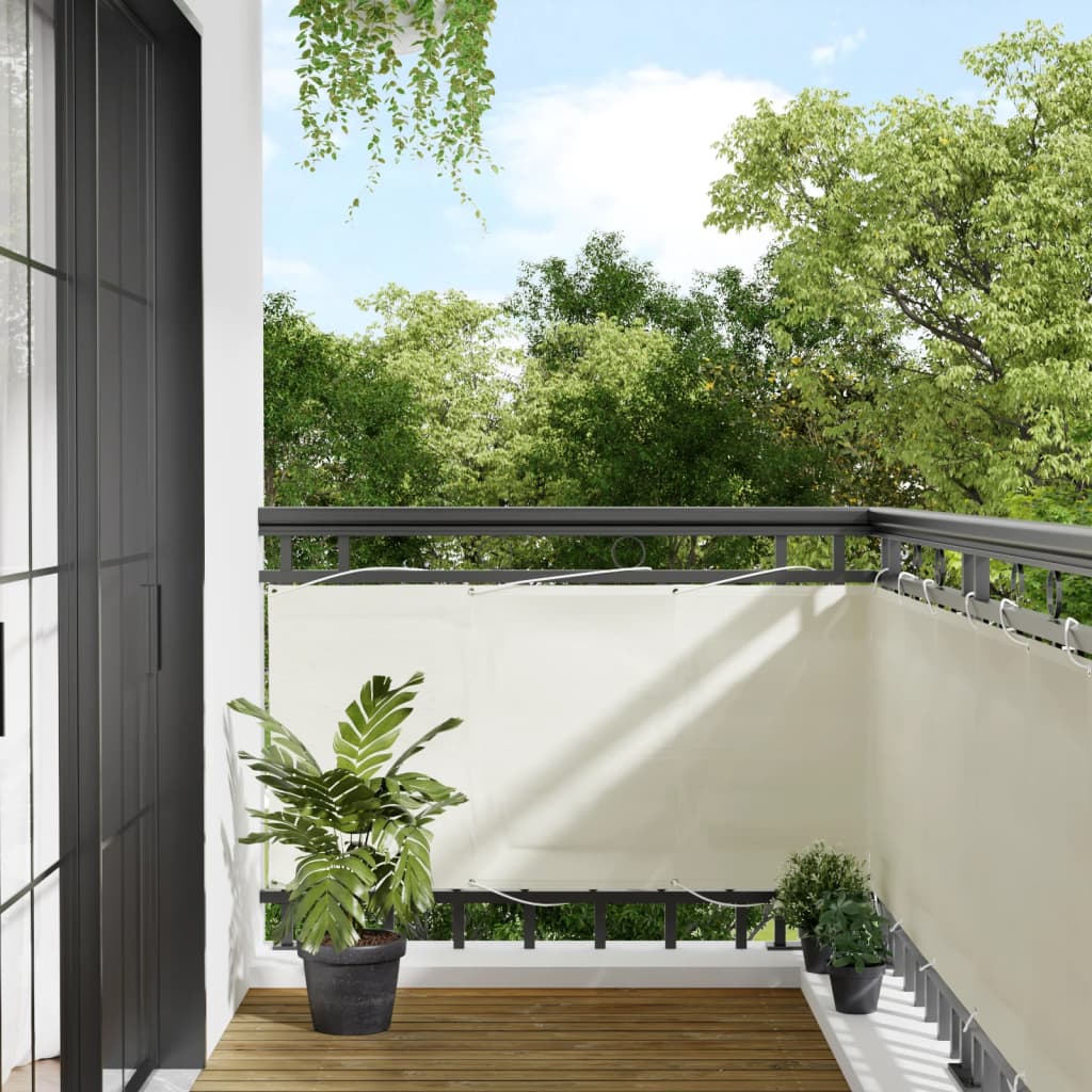 vidaXL Parawan balkonowy, kremowy, 75x1000 cm, 100% poliester Oxford