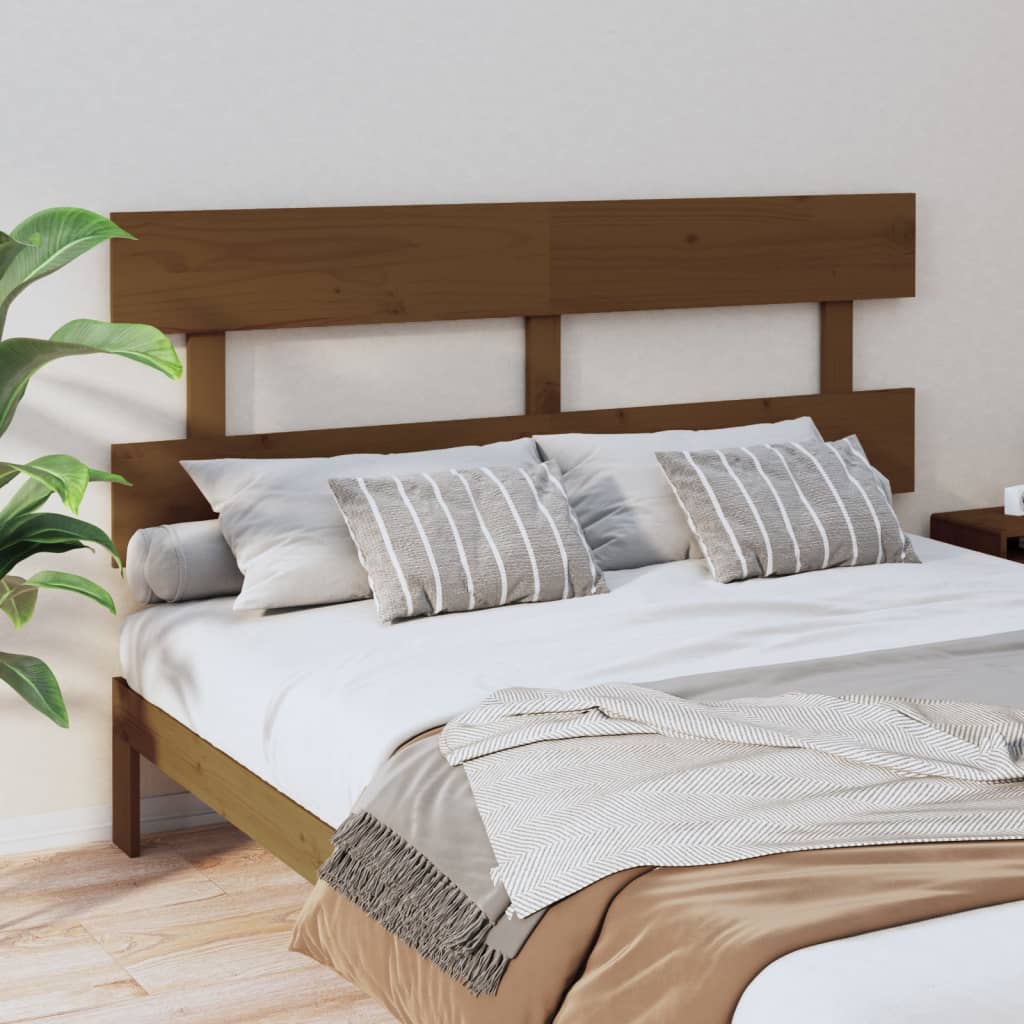 vidaXL Wezgłowie łóżka, miodowy brąz, 154x3x81 cm, lite drewno sosnowe