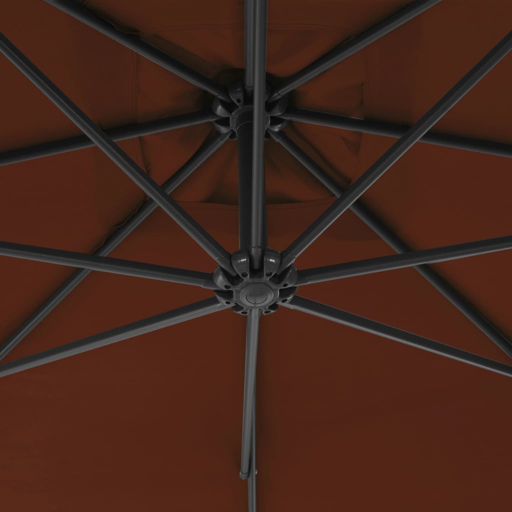 vidaXL Parasol wiszący ze stalowym słupkiem, 300 cm, terakotowy