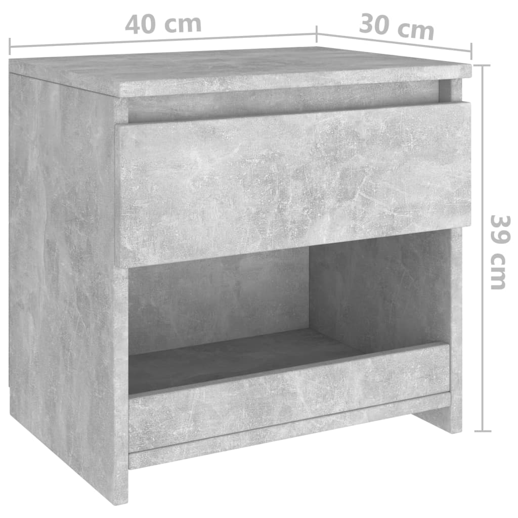 vidaXL Szafka nocna, szarość betonu, 40x30x39 cm, płyta wiórowa