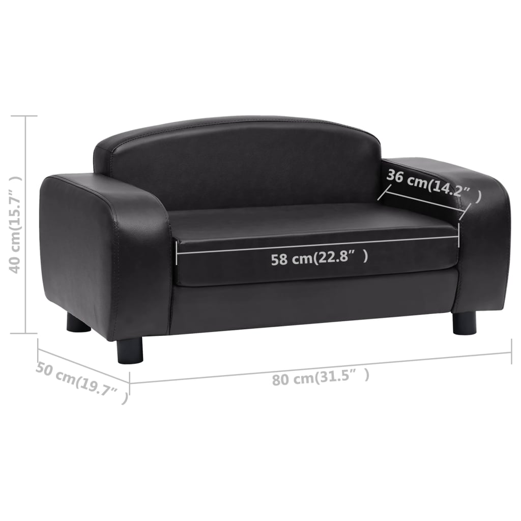 vidaXL Sofa dla psa, czarna, 80x50x40 cm, sztuczna skóra