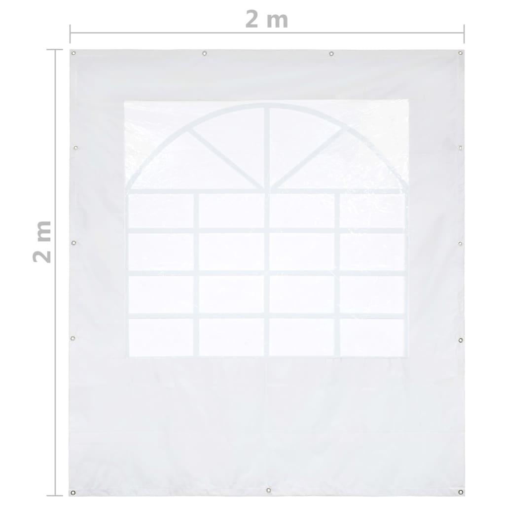 vidaXL Panel boczny PVC z oknem, do namiotu, 2x2 m, biały, 550 g/m²
