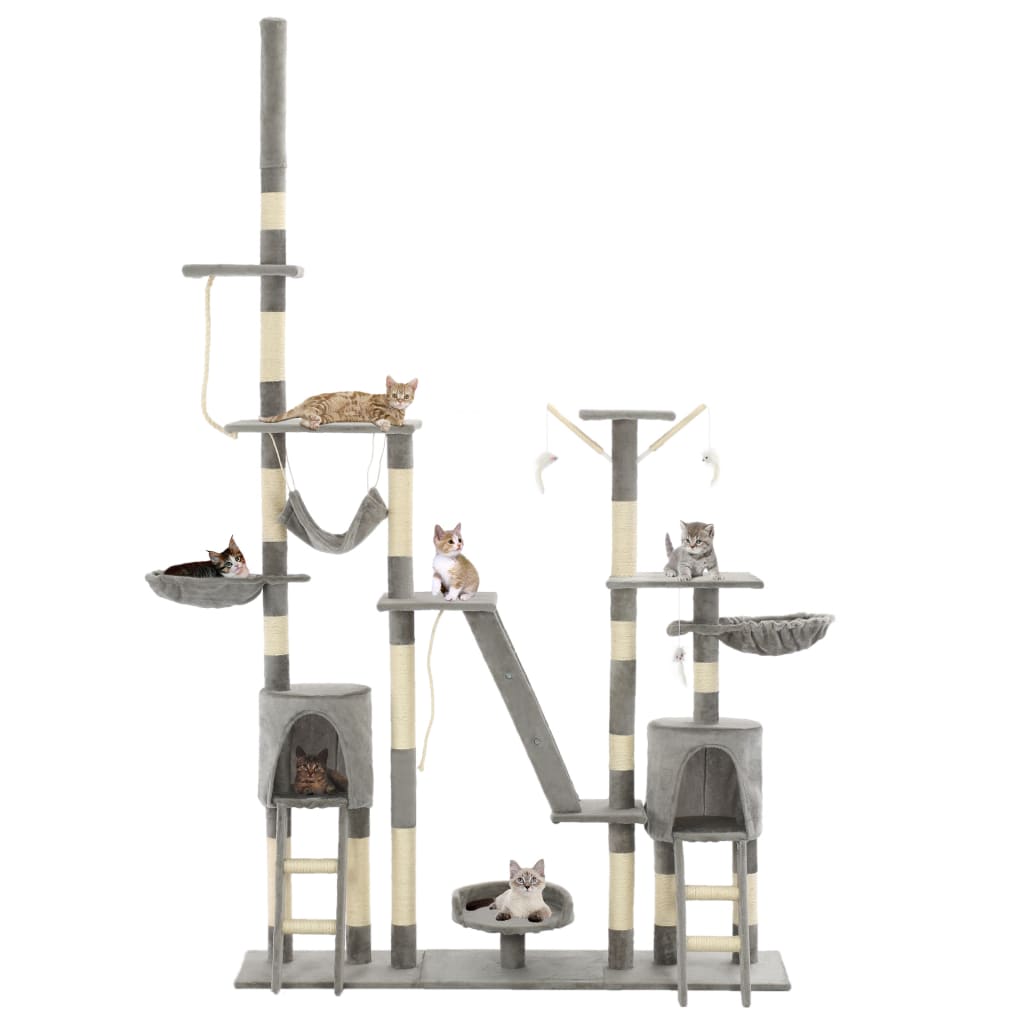vidaXL Drapak dla kota z sizalowymi słupkami, 230-250 cm, szary