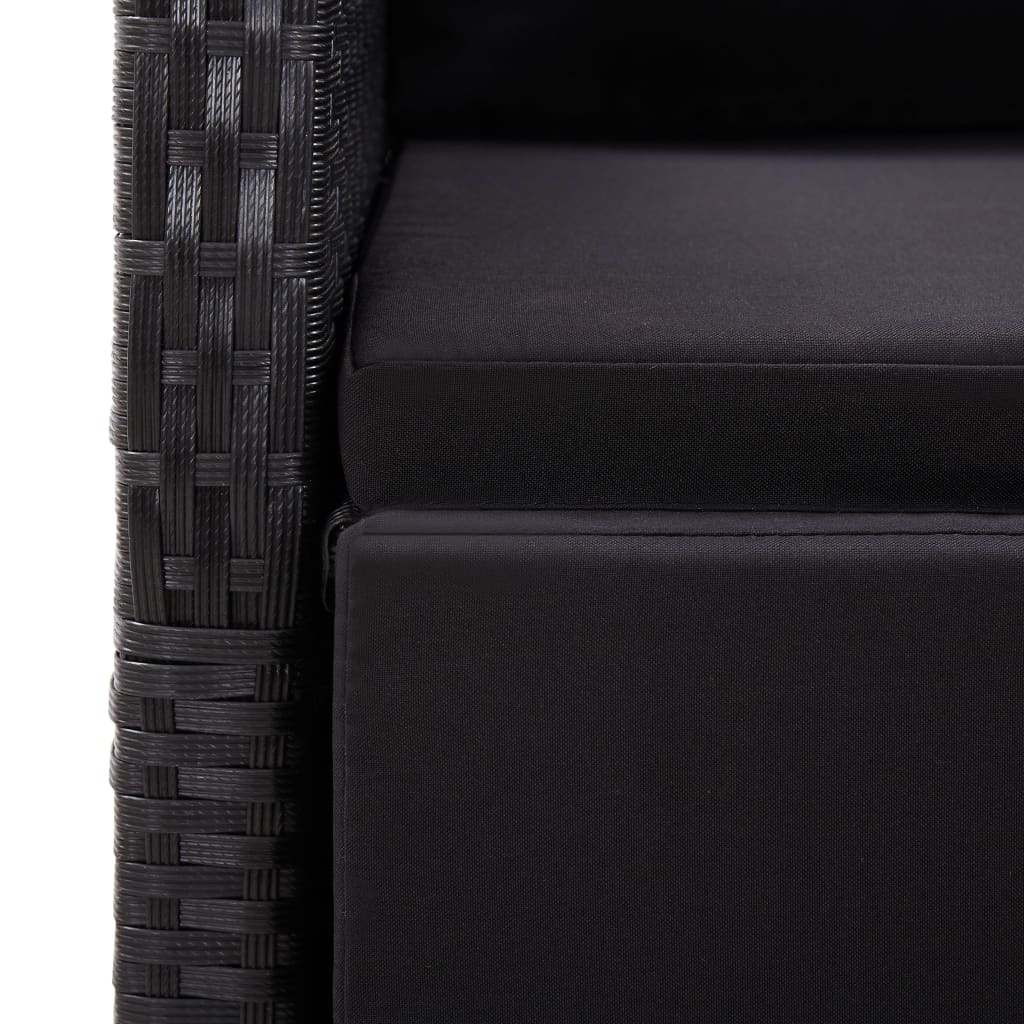 vidaXL 3-częściowy zestaw mebli bistro z poduszkami, rattan PE, czarny