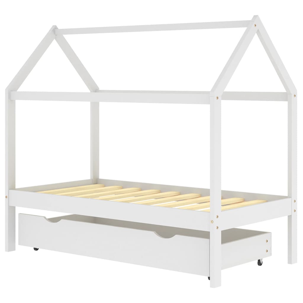 vidaXL Rama łóżka dziecięcego z szufladą, biała, sosnowa, 80x160 cm