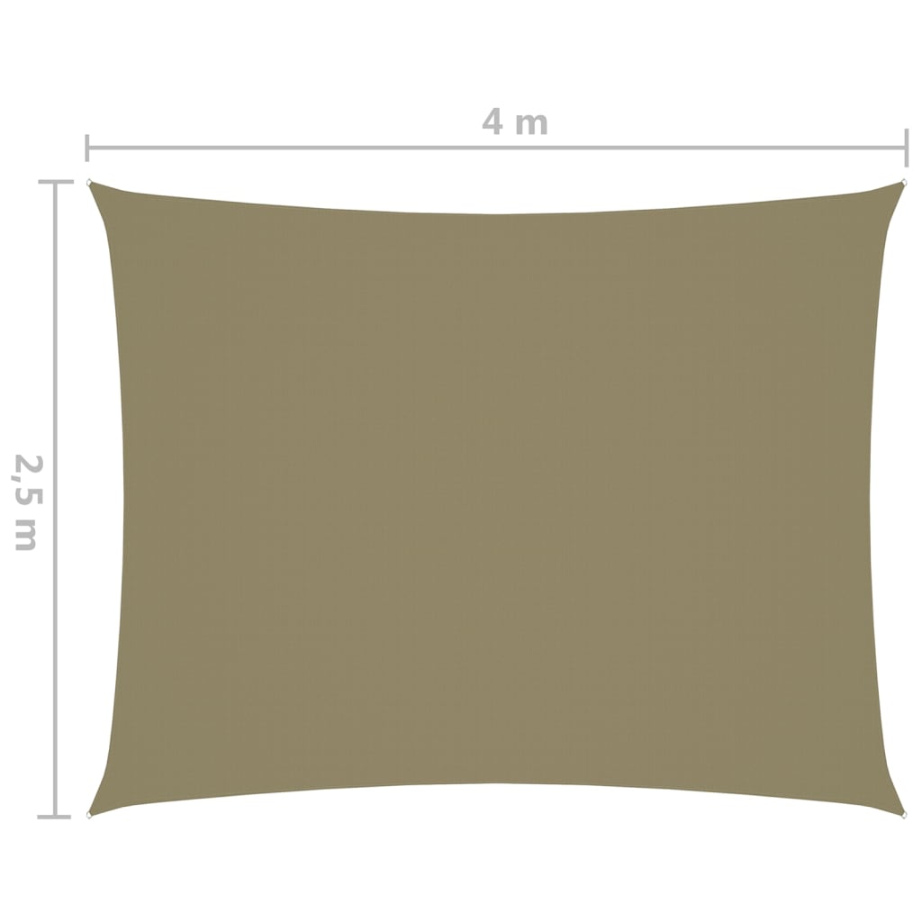 vidaXL Prostokątny żagiel ogrodowy, tkanina Oxford, 2,5x4 m, beżowy