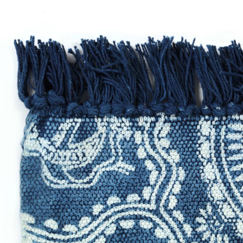 vidaXL Dywan typu kilim, bawełna, 120 x 180 cm, niebieski ze wzorem