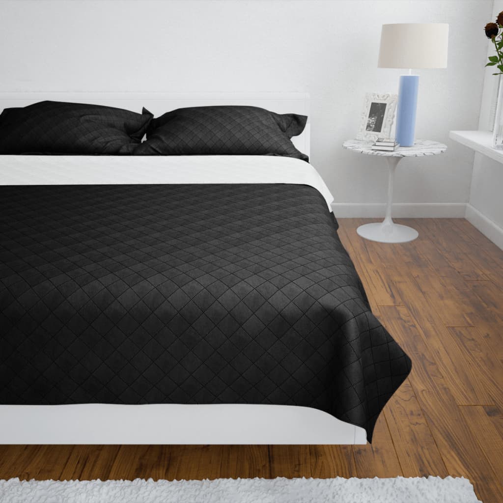 vidaXL Dwustronna pikowana narzuta na łóżko, czarno-biała, 220x240 cm