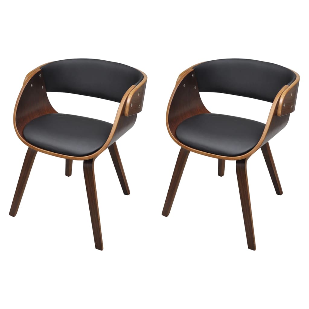 vidaXL Krzesła stołowe, 2 szt., brązowe, gięte drewno i sztuczna skóra