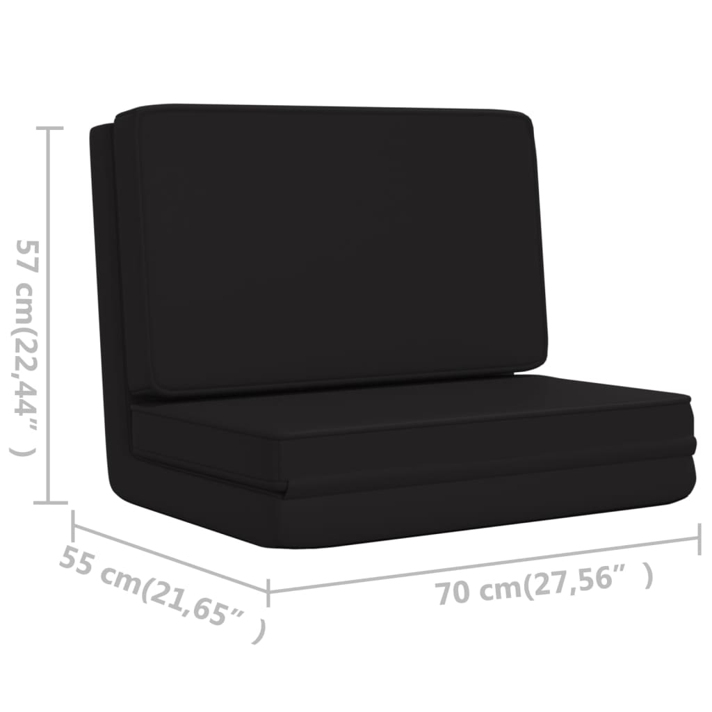 vidaXL Składane krzesło podłogowe, czarne, sztuczna skóra